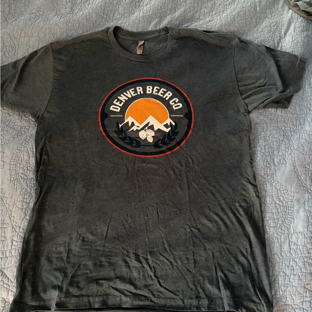 NWOT XL Denver Beer Company Next Level Apparel Navy Heather Tee with logo